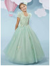 Beaded Lace Appliques Shimmering Tulle Flower Girl Dress With Bolero